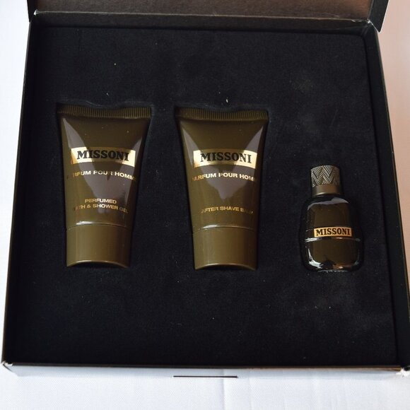 MISSONI Pour Homme Gift Set - 3pc, Shower Gel, After Shave Balm, Mini EDP, NEW - Picture 2 of 12